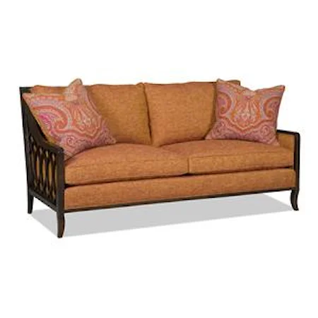 Two Over Two Sofa with Exposed Wood Lattice Arms